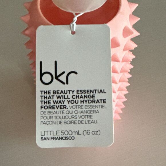 BKR Brand “Little Spiked Elle” Pink - Glass Bottle Top Has Handle 16oz New - Picture 4 of 6